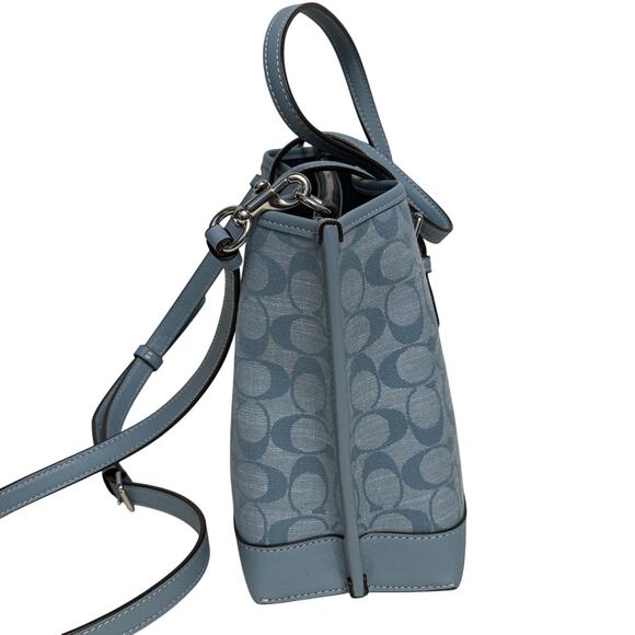 Coach Mollie Tote Bag 25 Signature C Light Blue - Picture 5 of 12